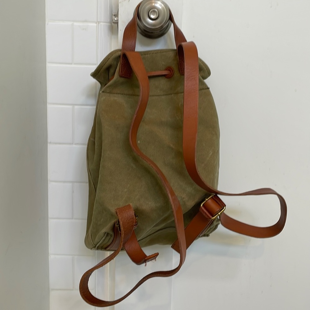 Madewell canvas and leather drawstring mini backpack